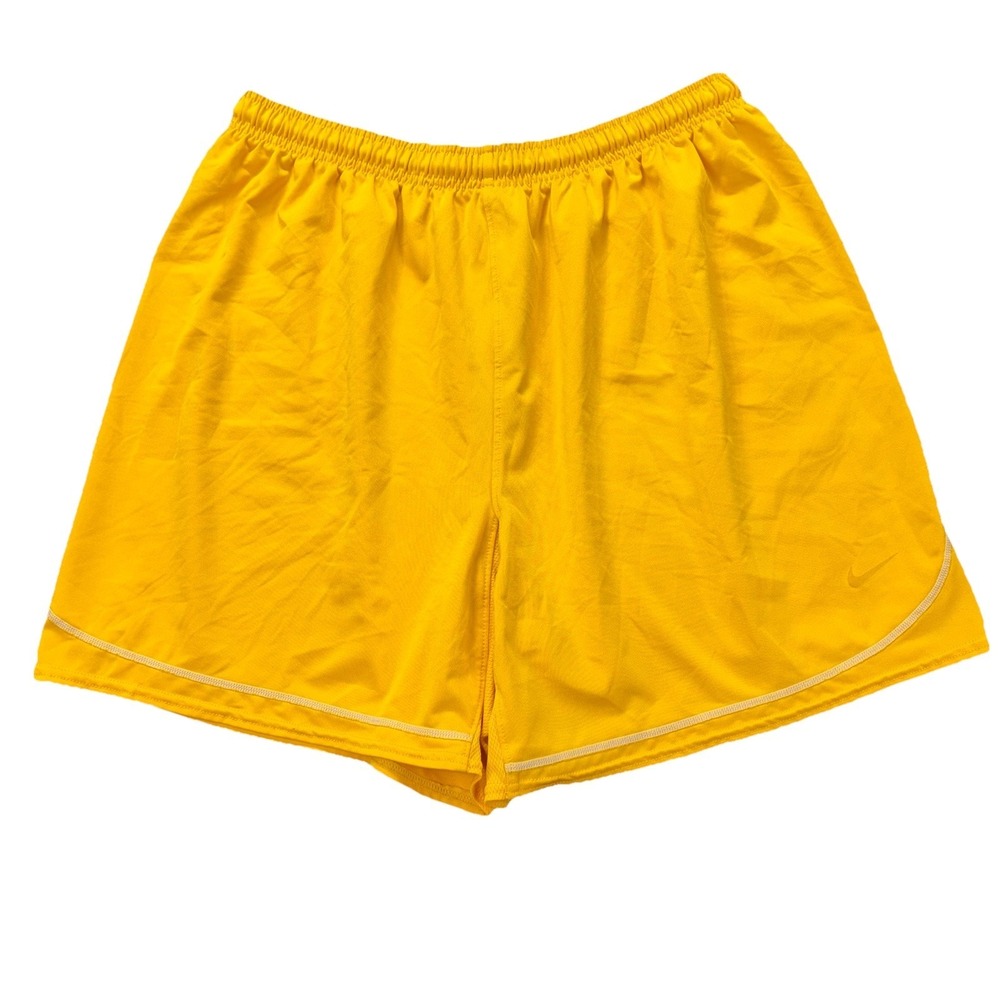 Vintage Nike Fit‎ Team Dazzle Shorts Mens Large Yellow  Silky Shiny Basketball
